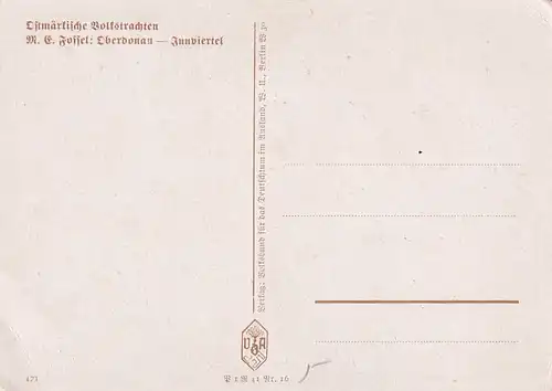 2425 - Österreich - Ostmärkische Volkstrachten , Oberdonau - Innviertel , Künstlerkarte - nicht gelaufen