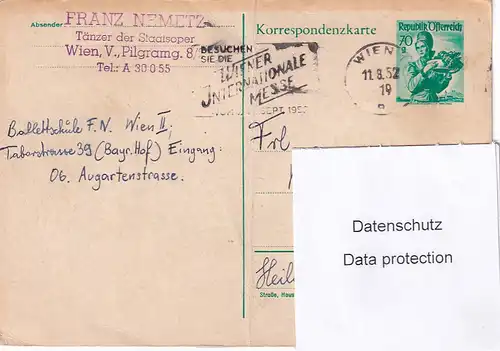 2575 - Österreich - Ganzsache , Wien - Wien - gelaufen 1952