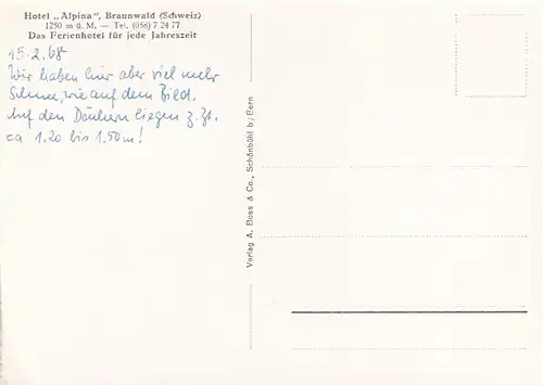 2711 - Schweiz - Glarus , Braunwald , Panorama - nicht gelaufen 1968