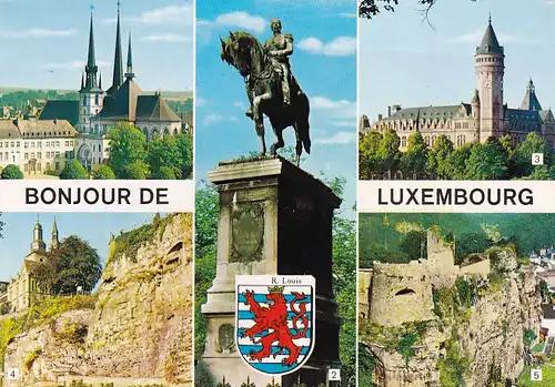 2714 - Luxemburg - Cathedrale , Monument equestre de Guillaume II , Caisse d#Epargne , Rochers du Bock , Fortifications - nicht gelaufen
