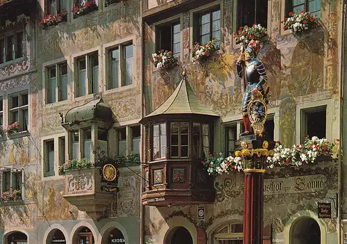 2720 - Schweiz - Schaffhausen , Stein am Rhein , Erker am Rathausplatz - nicht gelaufen