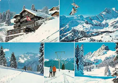 2724 - Schweiz - Glarus , Braunwald , Hotel Tödiblick , Winter - gelaufen 1975