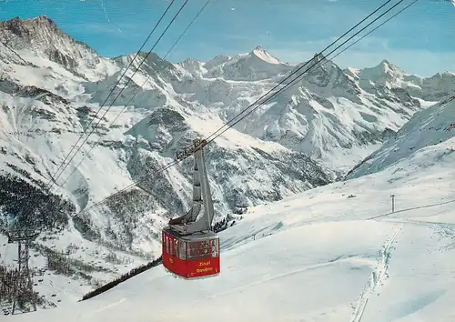 2733 - Schweiz - Wallis , Zinal , Telepherique de Sorebois , Weisshorn , Zinalrothorn , Besso et ober Gabelhorn , Seilbahn - gelaufen 1975