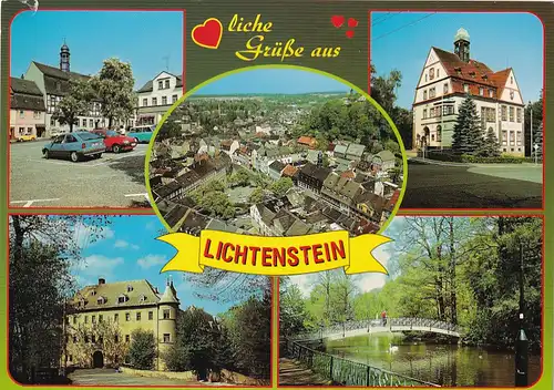 2734 - Lichtenstein - Markt , Rathaus , Schloß , Stadtpark - nicht gelaufen