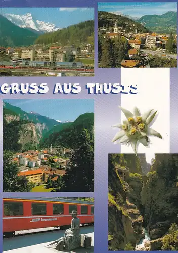 2737 - Schweiz - Graubünden , Thusis mit der Viamala , Mehrbildkarte - gelaufen