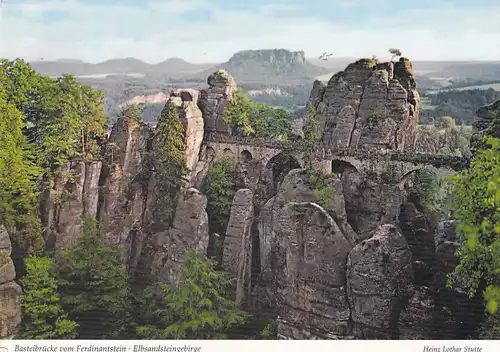 2738 - Deutschland - Sachsen , Basteibrücke vom Ferdinantstein , Lilienstein , Elbsandsteingebirge - gelaufen 2006