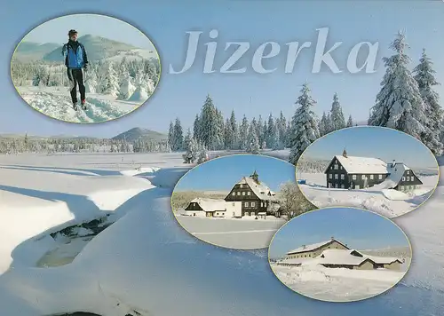 2766 - Tschechien - Czech , Jizerska , Pohled na Bukovec z Male Jizerske louky , Hotel Pansky Dum , Mehrbildkarte , Winter - nicht gelaufen