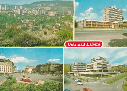 2776 - Tschechoslowakei - Czech , Usti nad Labem , Hospodarska , politicka , kulturni a spolecenska , Mehrbildkarte - gelaufen 1983