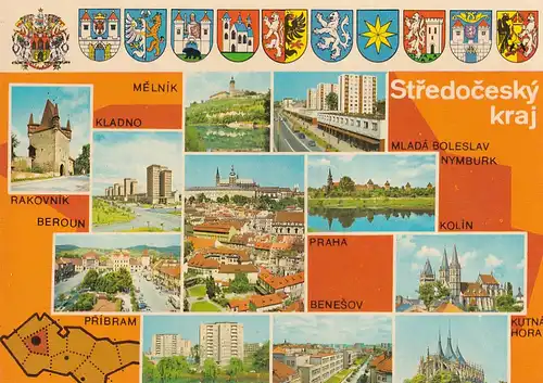 2779 - Tschechoslowakei - Czech , Stredocesky Kraj , Rakovnik , Praha , Beroun , Pribram , Melnik , Mehrbildkarte - nicht gelaufen