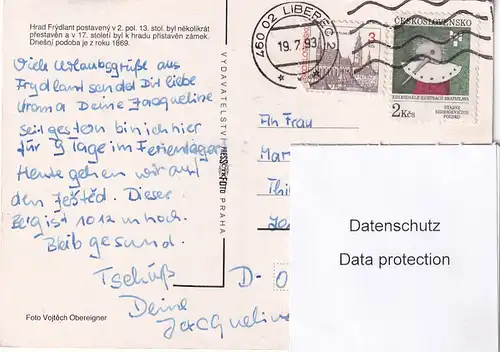 2802 - Tschechoslowakei - Czech , Frydlant , Mehrbildkarte - gelaufen 1993