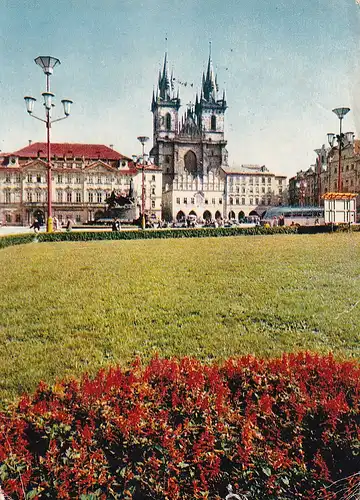 2806 - Tschechoslowakei - Czech , Praha , Prag , Staromestske namesti s Tynskym chramem , Altstädter Ring und Teynkirche - gelaufen 1964