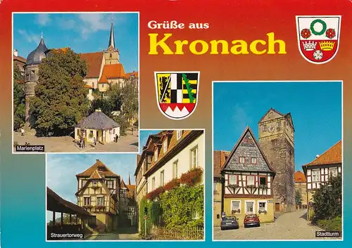 2825 - Deutschland - Kronach im Frankenwald , Marienplatz , Strauertorweg , Stadtturm , Mehrbildkarte - nicht gelaufen