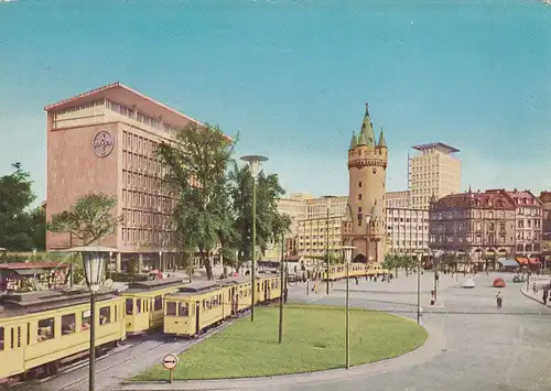 2828 - Deutschland - Frankfurt am Main , am Eschenheimer Turm , Bayer , Straßenbahn - gelaufen 1961