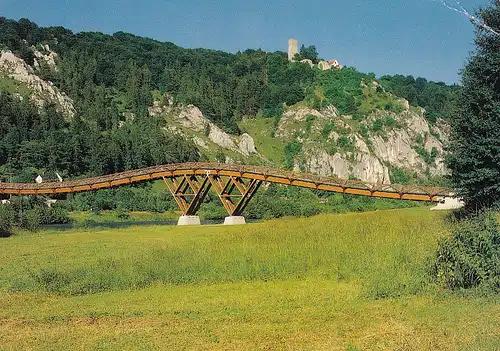 2833 - Deutschland - Essing im Naturpark Altmühltal , Holzbrücke , Brücke - gelaufen 1995
