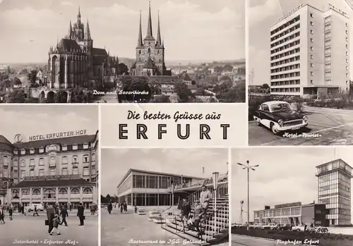 2836 - Deutschland - Erfurt , Flughafen , Erfurter Hof , Hotel Tourist , Mehrbildkarte - gelaufen 1969
