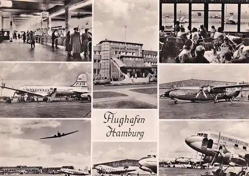 2848 - Deutschland - Hamburg , Flughafen , Flugzeug , Mehrbildkarte - gelaufen 1960
