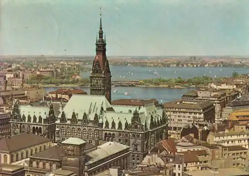 2850 - Deutschland - Hamburg , Rathaus und Alster - gelaufen 1963