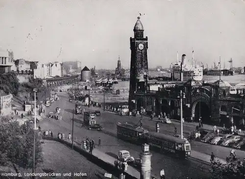 2851 - Deutschland - Hamburg , Landungsbrücken und Hafen , Straßenbahn - gelaufen 1962