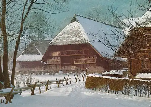 2862 - Deutschland - Winter im Schwarzwald , Bauernhaus , Vogtsbauernhof - gelaufen 1988