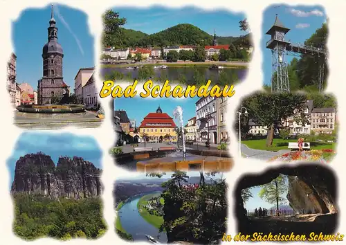 2866 - Deutschland - Bad Schandau , Kneippkurort an der Elbe , Mehrbildkarte - gelaufen 1996