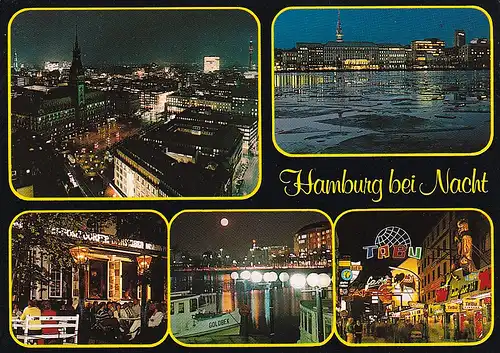 2881 - Deutschland - Hamburg bei Nacht , Mehrbildkarte - nicht gelaufen