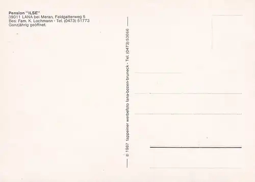 2916 - Italien - Lana bei Meran , Pension Ilse - nicht gelaufen