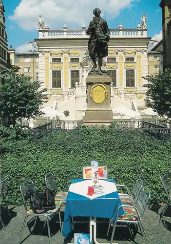 2917 - Deutschland - Leipzig , Alte Börse und Goethe Denkmal - nicht gelaufen