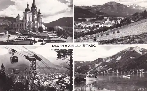 2960 - Österreich - Steiermark , Mariazell , Basilika , Seilbahn , Erlaufsee , Mehrbildkarte - gelaufen 1962