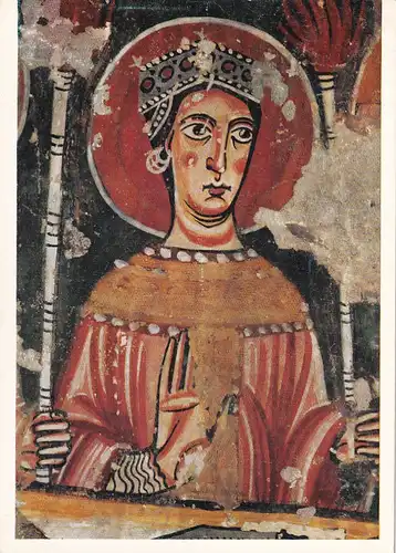 3000 -  - Meister von St. Quirse de Pedret , Die kluge Jungfrau , Spanisches Fresko , Museo de Arte Cataluna , Barcelona - nicht gelaufen