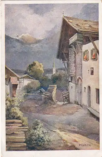 3005 - Österreich - Tirol , Bauernhaus in Mutters im Stubaital , M. Weith  - gelaufen 1918