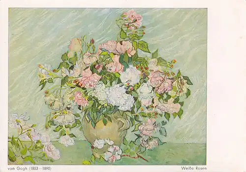 3014 -  - Vincent van Gogh , Weiße Rosen , Künstlerkarte - nicht gelaufen