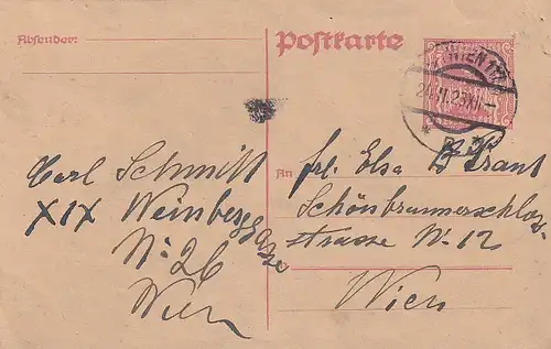 3041 -  - Ganzsache , Wien - Wien - gelaufen 1923