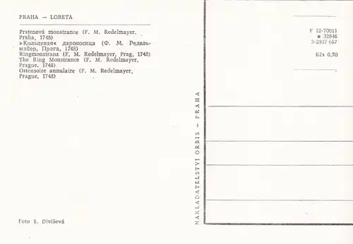 3101 - Tschechoslowakei - Praha , Prag , Loreta , Prstenova monstrance , Ringmonstranz - nicht gelaufen