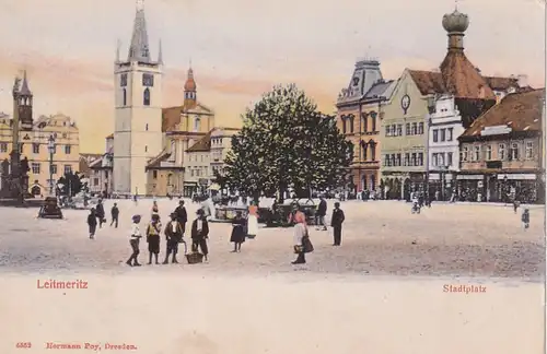 3112 - Tschechoslowakei - Tschechien , Czech , Leitmeritz , Stadtplatz - nicht gelaufen