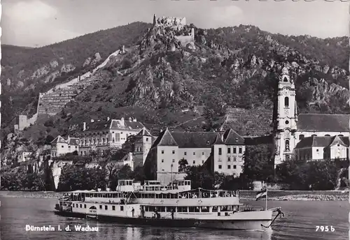 3153 - Österreich - Niederösterreich , Dürnstein in der Wachau , Schaufelraddampfer Stadt Wien , Dampfer , Schiff - gelaufen 1962