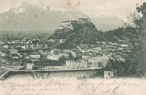 3157 - Österreich - Salzburg , Salzburg Stadt , Panorama - gelaufen 1901