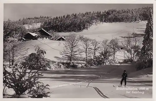 3179 - Österreich - Salzburg , Erentrudisalpe bei Salzburg , Skifahrer , Winterlandschaft - nicht gelaufen