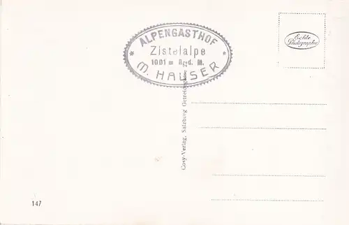 3191 - Österreich - Salzburg , Alpenhotel und Pension Zistelalpe mit Gaisbergspitze , M. Hauser - nicht gelaufen