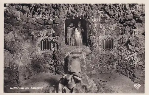 3194 - Österreich - Salzburg , Hellbrunn bei Salzburg , Wasserkünste , Kronen Grotte , Springbrunnen - nicht gelaufen