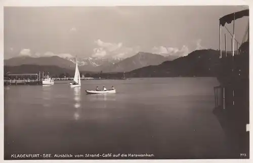 3197 - Österreich - Kärnten , Klagenfurt See , Ausblick vom Strand Cafe auf die Karawanken - nicht gelaufen 1931