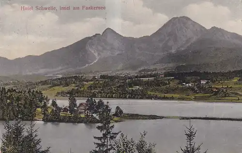 3216 - Österreich - Kärnten , Hotel Schwelle , Insel am Faakersee - gelaufen 1908