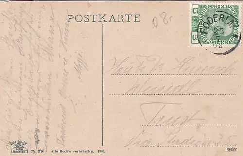 3216 - Österreich - Kärnten , Hotel Schwelle , Insel am Faakersee - gelaufen 1908