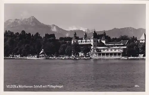 3225 - Österreich - Kärnten , Velden am Wörthersee , Schloß mit Mittagskogel - nicht gelaufen