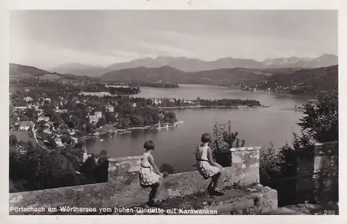 3234 - Österreich - Kärnten , Pörtschach am Wörthersee vom hohen Gloriette mit Karawanken - nicht gelaufen 1935