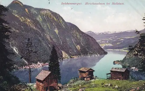 3246 - Österreich - Oberösterreich , Hirschaualmen bei Hallstatt , Salzkammergut - gelaufen 1926