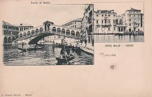 3277 - Italien - Venezia , Venedig , Hotel Milan Venise , Ponte di Rialto , Gondel - nicht gelaufen