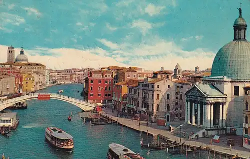 3293 - Italien - Venezia , Venedig , Ponte degli Scalzi , Brücke , Kanal , Schiff - gelaufen 1962