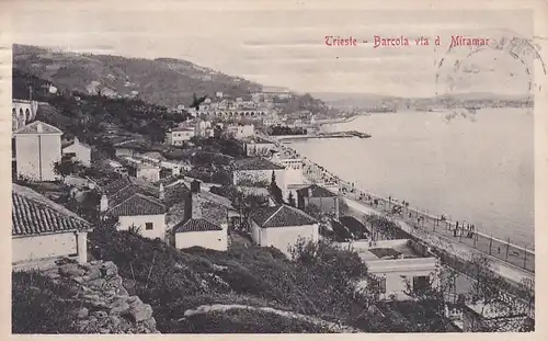 3299 - Italien - Trieste , Triest , Barcola via d Miramar , Promenade - gelaufen 1912