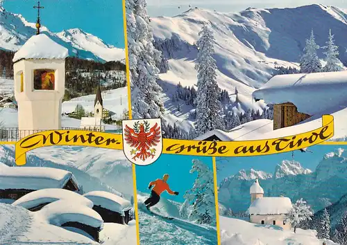 3329 - Österreich - Tirol , Mehrbildkarte , Bildstöckl , Bergkapelle , Winterlandschaft , Winter - gelaufen 1969