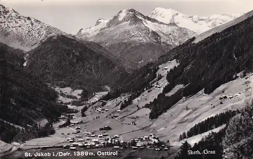 3332 - Österreich - Tirol , St. Jakob im Defereggental , Panorama - gelaufen 1965